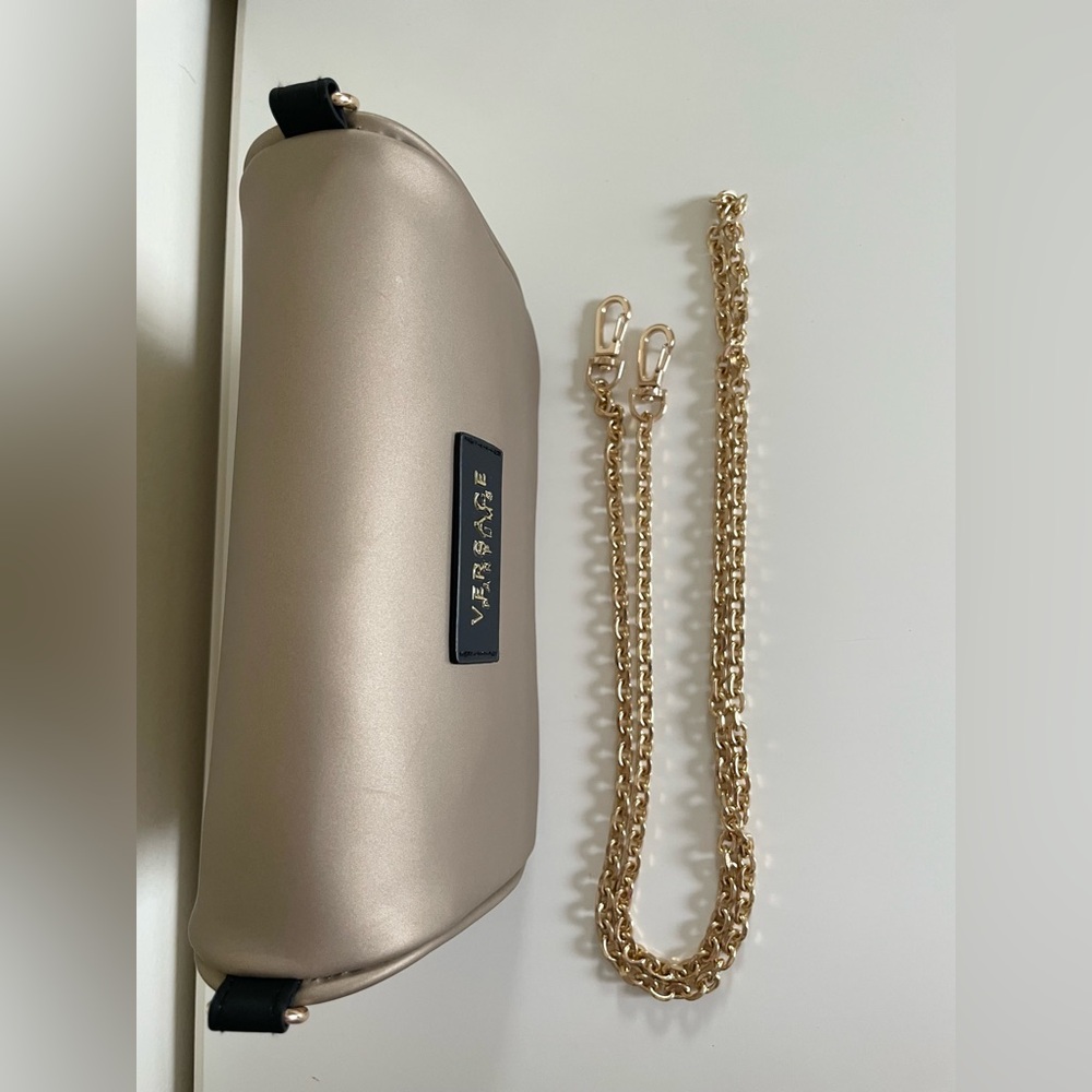 Versace Parfums Soft Champagne Gold Chain Strap Crossbody Women's Bag - Picture 10 of 13